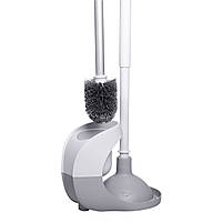 Набір для чищення унітазу: йоржик для чищення туалету з підставкою та вантузом 50 (см) щітка для унітазу HP-35015-28, фото 3