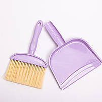 Щітка з совком для підлоги та твердих поверхонь, міцний пластиковий набір із щільним приляганням Фіолетова HP-35015-34V, фото 3