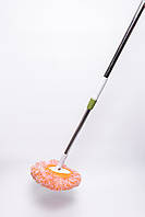 Швабра з телескопічною ручкою та круглою змінною насадкою для прибирання плитки, ламінату та лінолеуму вдома та в офісі, фото 2