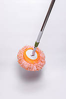 Швабра з телескопічною ручкою та круглою змінною насадкою для прибирання плитки, ламінату та лінолеуму вдома та в офісі, фото 4