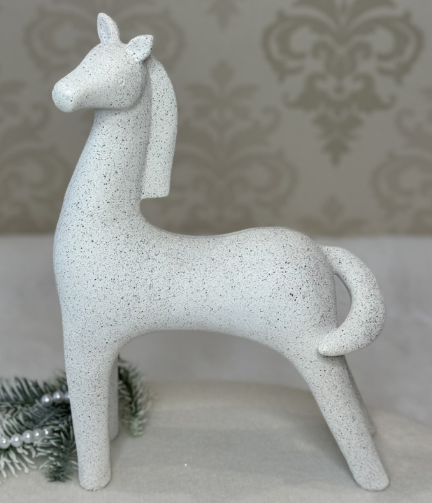 🧡Декоративна абстрактна статуетка зі смоли Кінь 29х20х8см Білий, фото 1