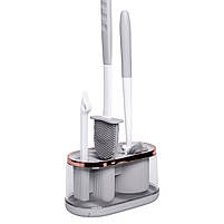 Набір для туалету настінний 3 в 1: 2 йоржики + щітка, йорж для унітазу силіконовий з щіткою йоржик для унітазу HP-35015-47G, фото 5