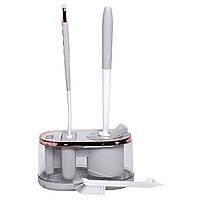 Набір для туалету настінний 3 в 1: 2 йоржики + щітка, йорж для унітазу силіконовий з щіткою йоржик для унітазу HP-35015-47G, фото 7