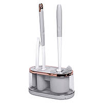 Набір для туалету настінний 3 в 1: 2 йоржики + щітка, йорж для унітазу силіконовий з щіткою йоржик для унітазу HP-35015-47G, фото 8