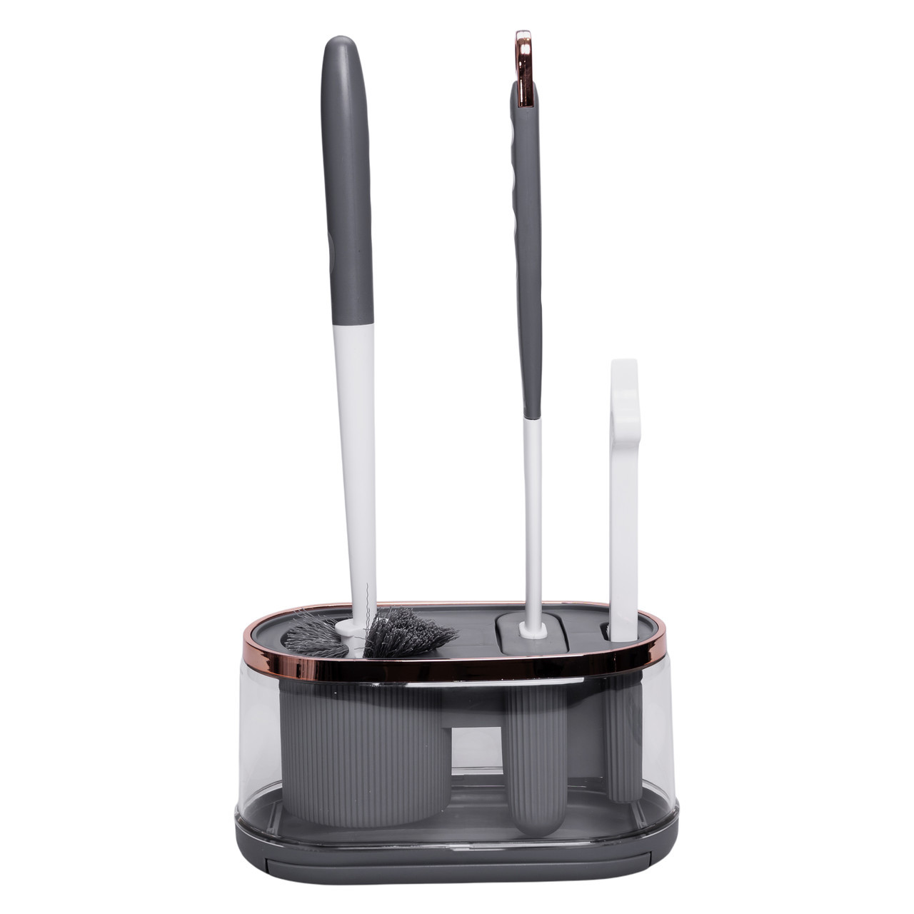 Набір для туалету настінний 3 в 1: 2 йоржика + щітка, йорж для унітазу силіконовий з щіткою йоржик для унітазу HP-35015-47DG, фото 1