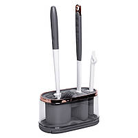 Набір для туалету настінний 3 в 1: 2 йоржика + щітка, йорж для унітазу силіконовий з щіткою йоржик для унітазу HP-35015-47DG, фото 3