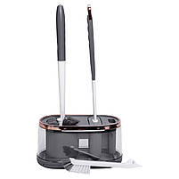 Набір для туалету настінний 3 в 1: 2 йоржика + щітка, йорж для унітазу силіконовий з щіткою йоржик для унітазу HP-35015-47DG, фото 4