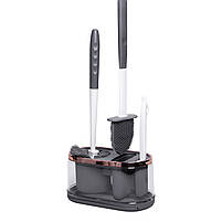 Набір для туалету настінний 3 в 1: 2 йоржика + щітка, йорж для унітазу силіконовий з щіткою йоржик для унітазу HP-35015-47DG, фото 10