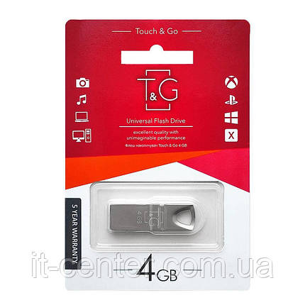 Флеш-накопичувач USB 4GB T&G 117 Metal Series Silver (TG117SL-4G), фото 2