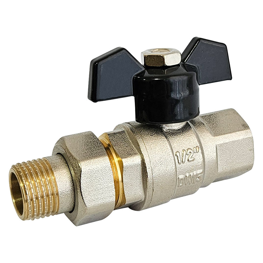 Кран кульовий з американкою KARRO PERFECT  1/2" (чорний метелик) {80/8}, фото 1