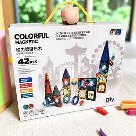Дитячий магнітний конструктор Colorful Magnetic 3D набір гірки 42 деталі