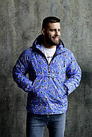 Чоловіча куртка анорак блакитного кольору з принтом SHOP STAR