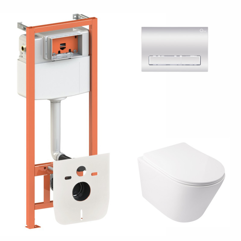 Набір Qtap Інсталяція 3 В 1 Nest Qt0133M425 З Панеллю Змиву Лінійної Qt0111M08381Crm + Унітаз З Сидінням Swan Qt16335178W, фото 1