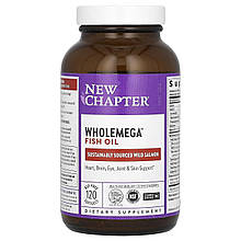 Жир аляскинського лосося, Wholemega Fish Oil, New Chapter, 120 гелевих капсул