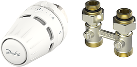 Комплект термостатичний Danfoss Regus M30x1.5 + RLV-KB, H-подібний, нижнє підкл, 1/2" прямий