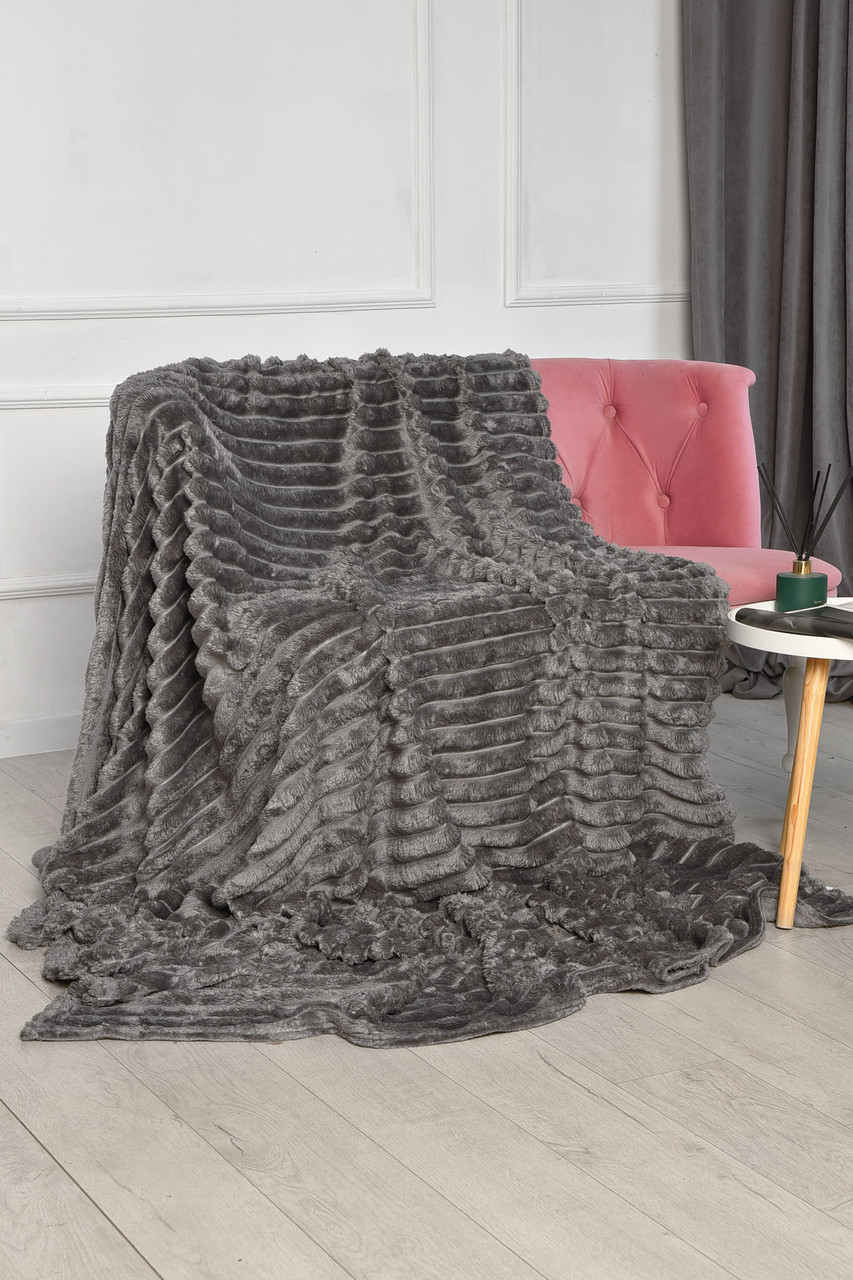 Плед однотонний сірого кольору розмір 200*230 206480T Безкоштовна доставка, фото 1