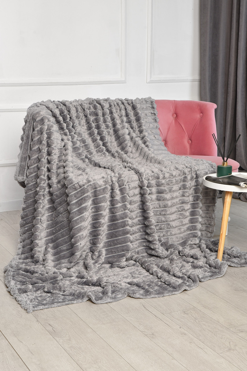 Плед однотонний сірого кольору розмір 180*200 206508T Безкоштовна доставка, фото 1