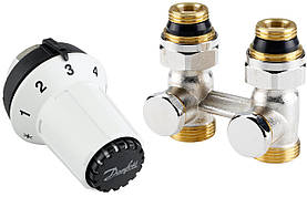 Комплект термостатичний Danfoss RAS-CK + RLV-KS, H-подібний, нижнє підкл, M30x1.5, 1/2", прямий