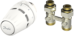Комплект термостатичний Danfoss Regus M30x1.5 + RLV-KB, H-подібний, нижнє підкл, 1/2" прямий