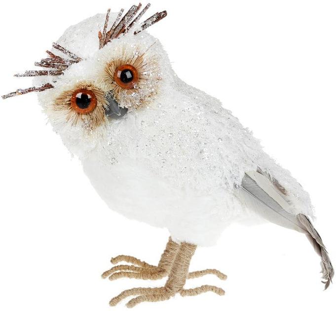 Новорічна м'яка іграшка BonaDi Сова 24 см зі стразами Декоративна фігурка Біла, фото 1