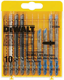 Полотно пиляльне для електролобзика DeWalt по дереву та металу, набір 10шт