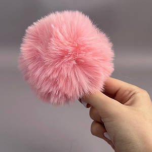 Помпони з еко-хутра фарбовані 9 см - рожевий