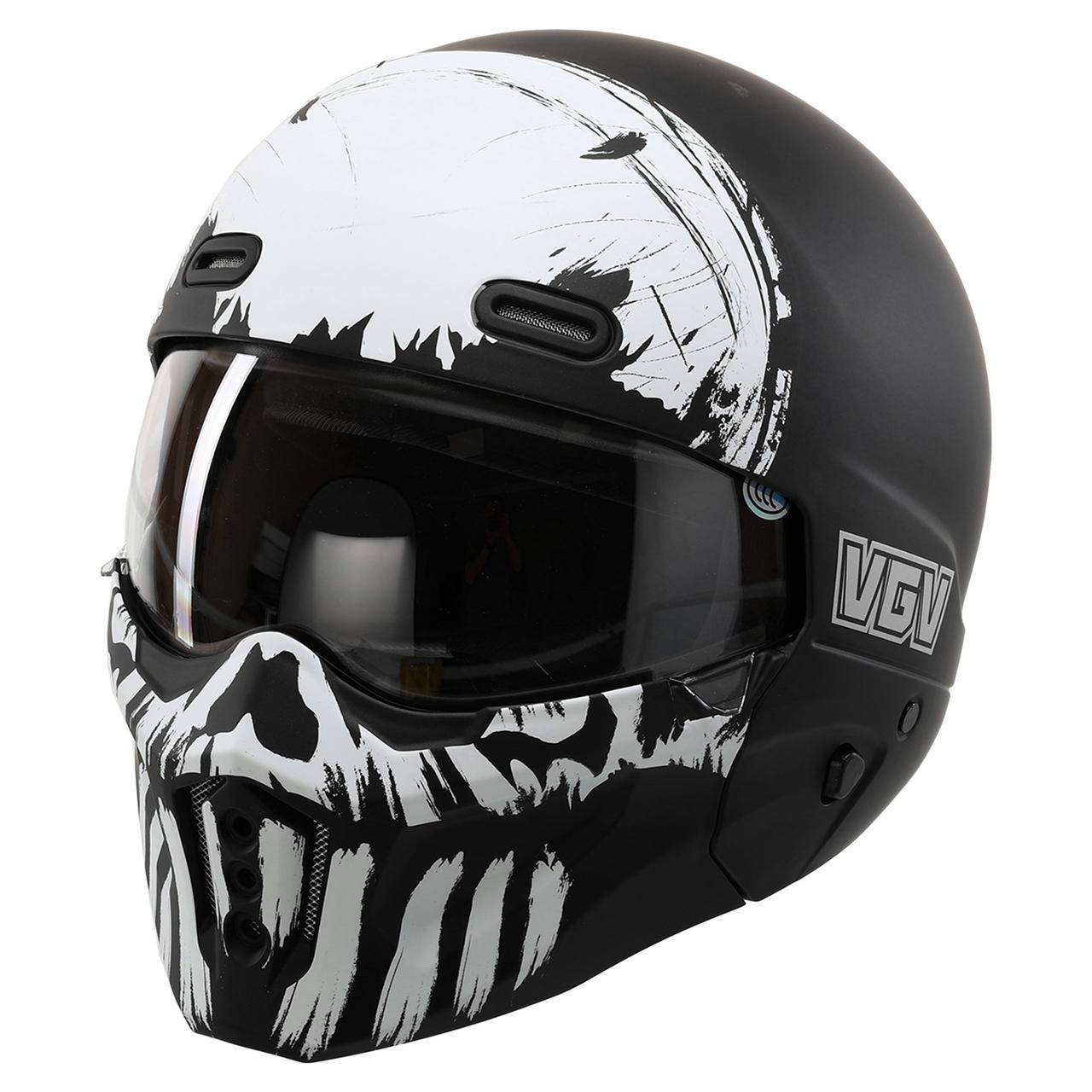 Мотошолом WM EXO Combat Skull Black White Matt M