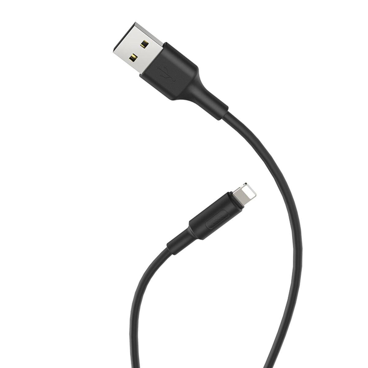Кабель HOCO X25 USB to iP 2A, 1m, PVC, PVC connectors, Black, фото 1