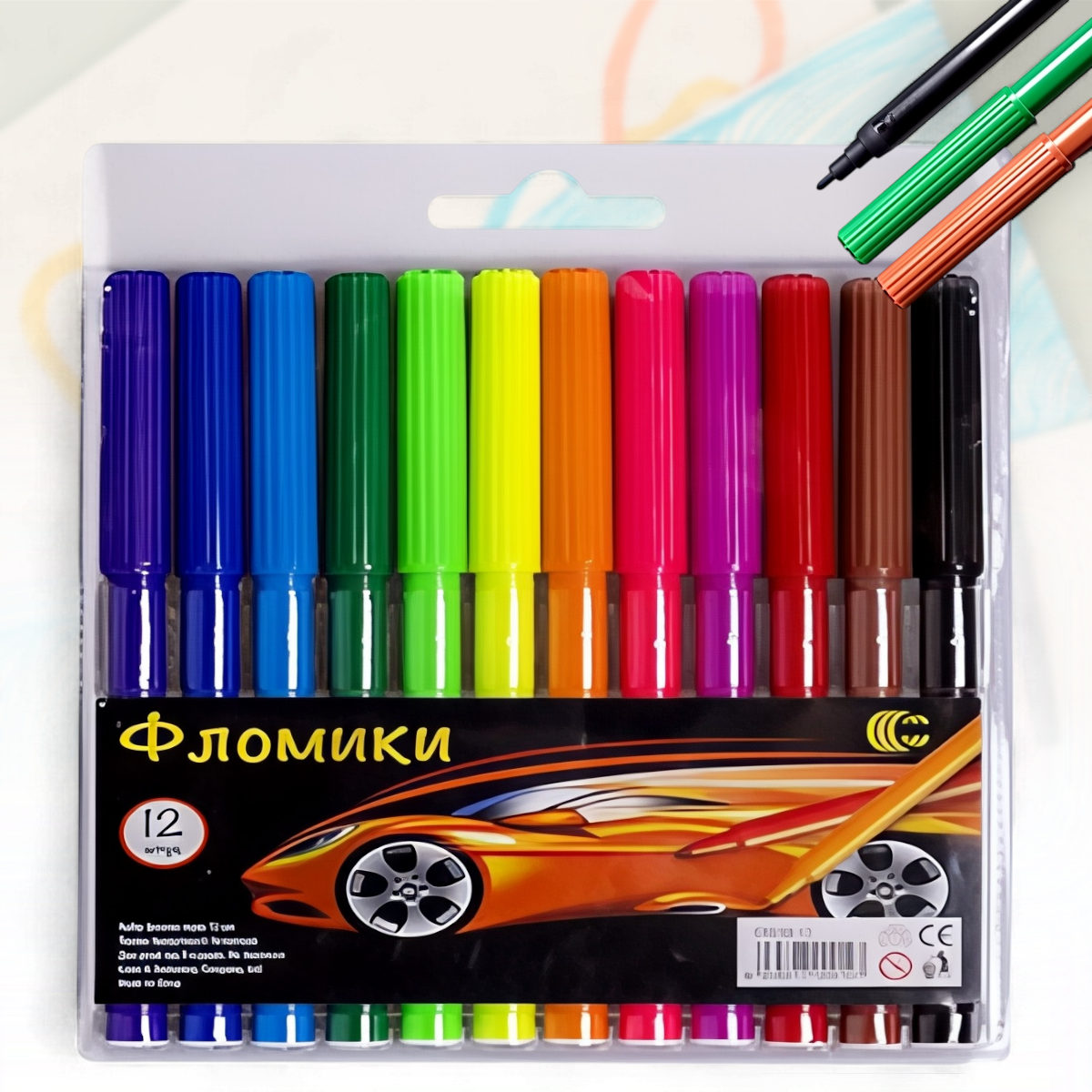 Набір фломастерів "Фломіки" 12 кольорів "C" CR550-12 Упаковка 12 шт., фото 1