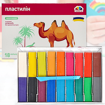 Пластилін "Захоплення" на восковій основі 18 кольорів з пластиковим ножем "Гамма" 288 р.