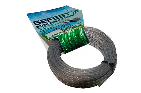 Ліска для тримера Gefest 2.0мм x 15м квадрат кручений армований (GSQT2.0R)