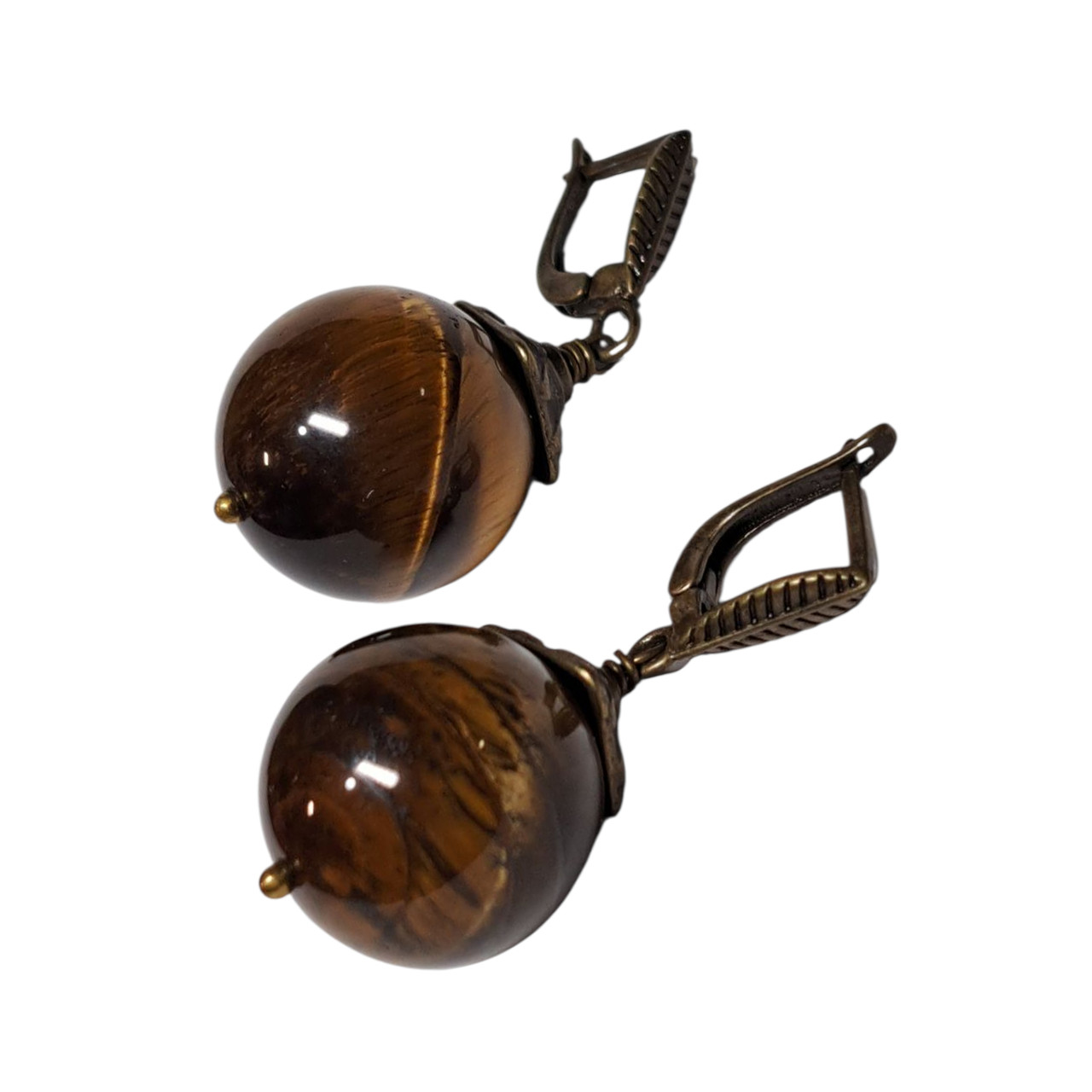 Тигрове око. Сережки з натурального каменю ДОЛЬЧЕ., фото 1