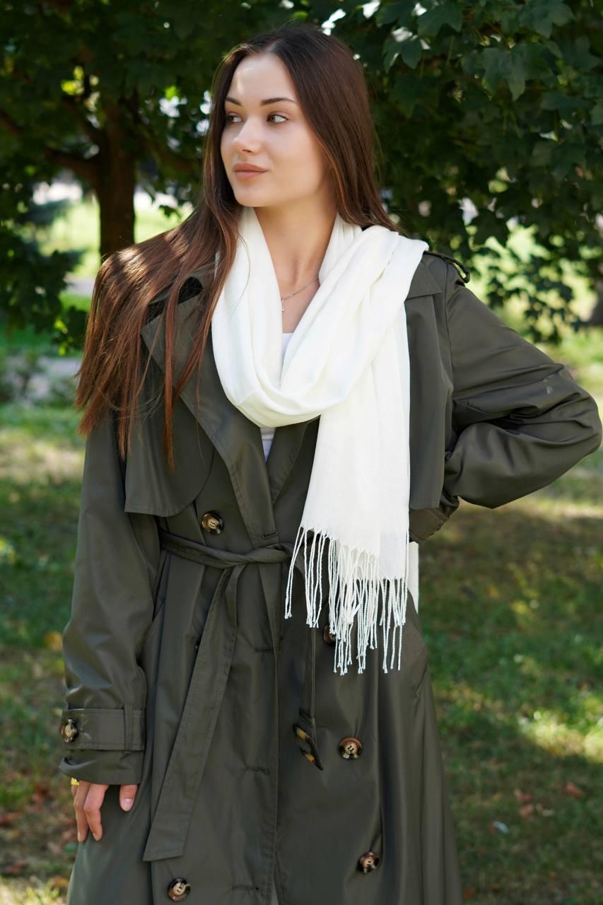 Жіночий молочний шарф великий котоновий шарф "Мілан" від My scarf 180 на 60 см, фото 1