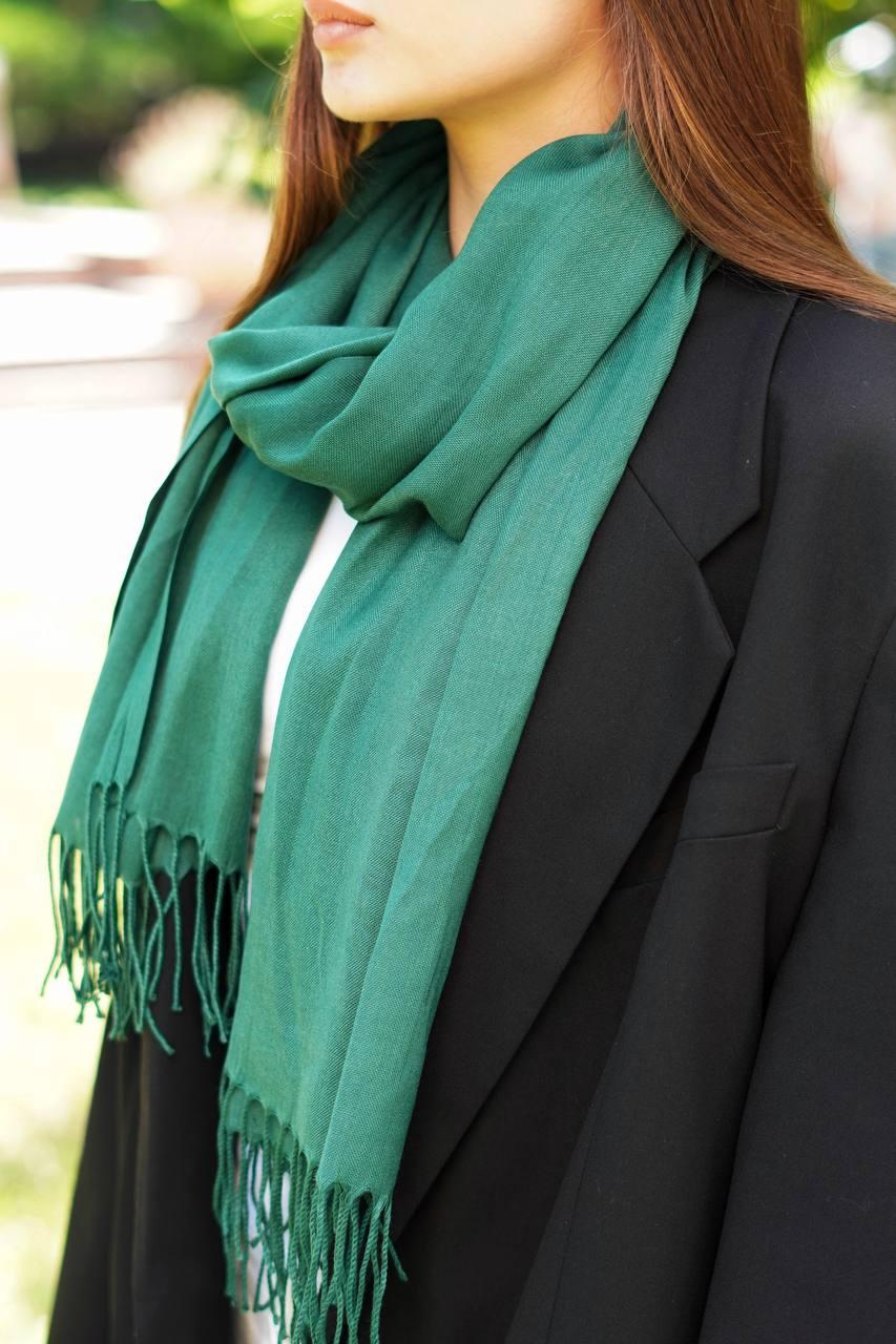 Жіночий зелений шарф, великий котоновий шарф "Мілан" від My scarf 180 на 60 см, фото 1