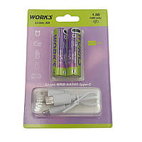 Батарейка акум - Li-ion WRB-AA600 AA type-c, 2 шт Works