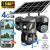 Автономная видеокамера 4G 15мр 10x ZOOM V380Pro СИМ-КАРТА тройная уличная камера 3В1