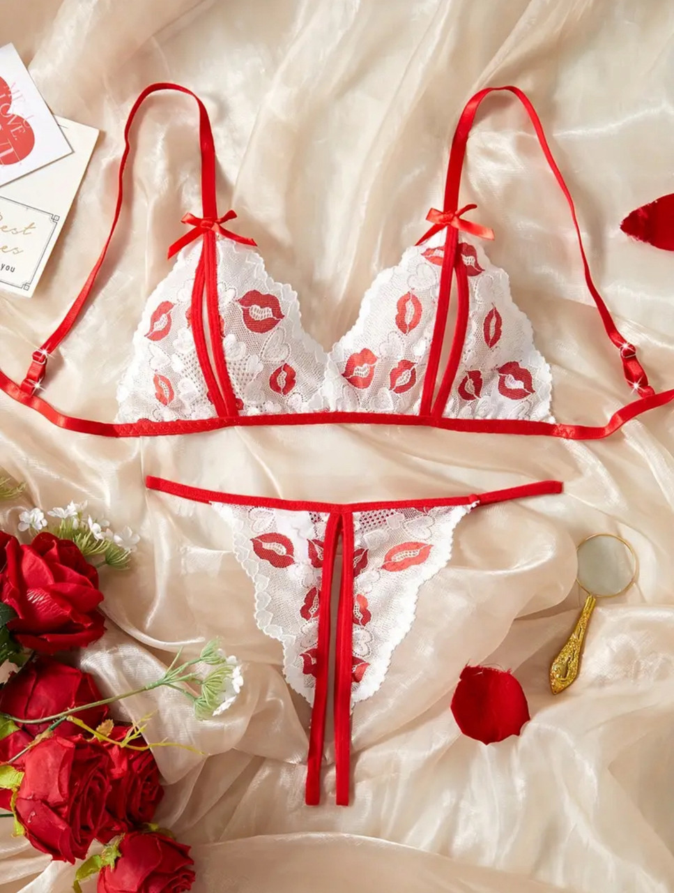 Комплект білизни Kiss з відкритим доступом (р.М, білий)