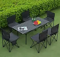 Складаний туристичний стіл 95×55 см + 6 стільців