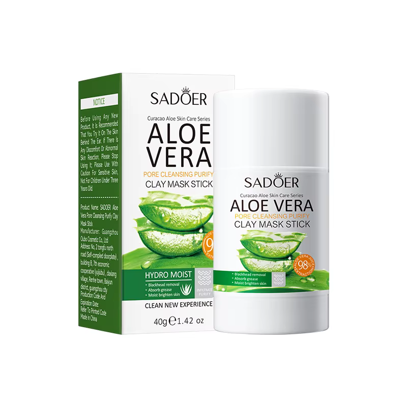 Глиняна маска-стік для обличчя SADOER Curacao Aloe Vera для глибокого очищення пір 40 г