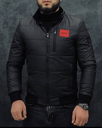 Чоловіча куртка Hugo Boss чорна демісезонна брендова куртка Бос-пластка, фото 1