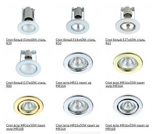 Вбудовувані споти , точкові світильники