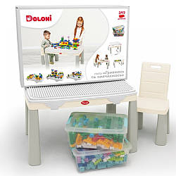 Набір «Граємось та навчаємось» (стіл, накладка, стілець, конструктор 397 дет) Doloni Toys 04660/10
