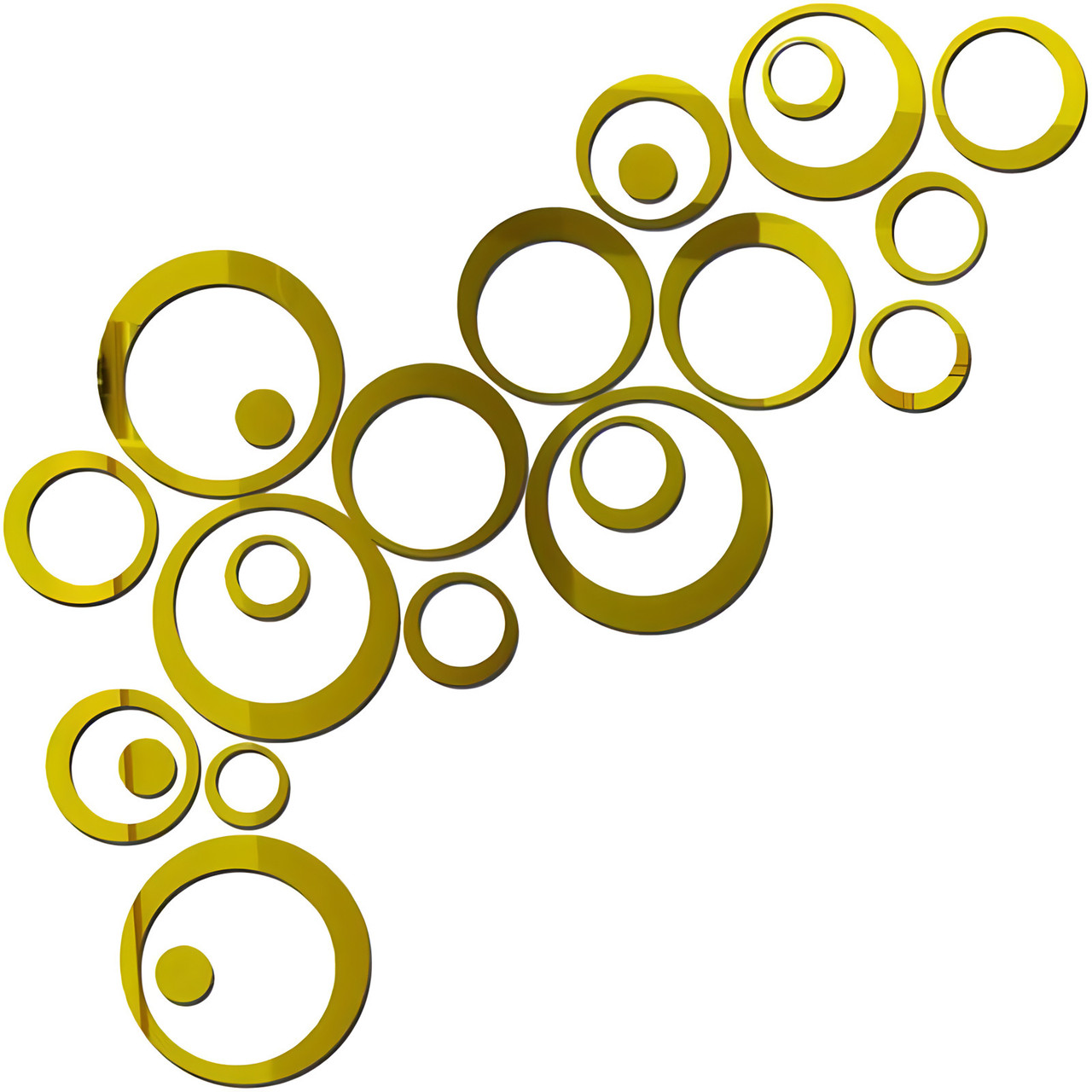 Дзеркальна наклейка на стіну / меблі акрил набір 24 штук золото кільця 8982, фото 1