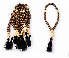 Дерев'яні чотки з хрестом 33 намистини