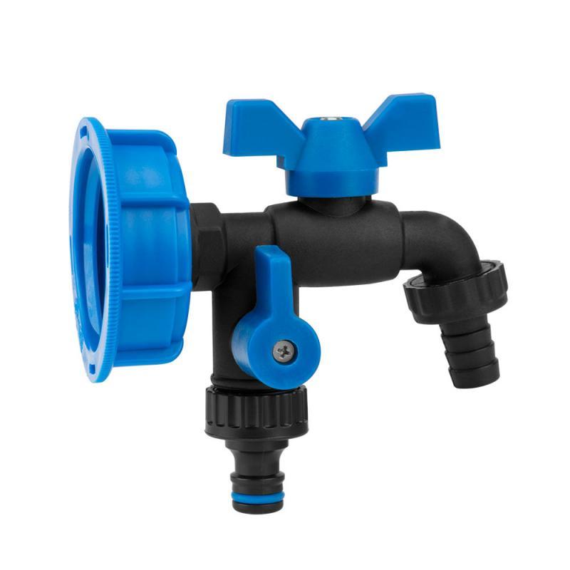 Набір IBC S60x6, кран BLACK RAVEN, РЗ 2×3/4", NYLON/BRASS для шланга 5/8", 1/2", ніпель, фото 1