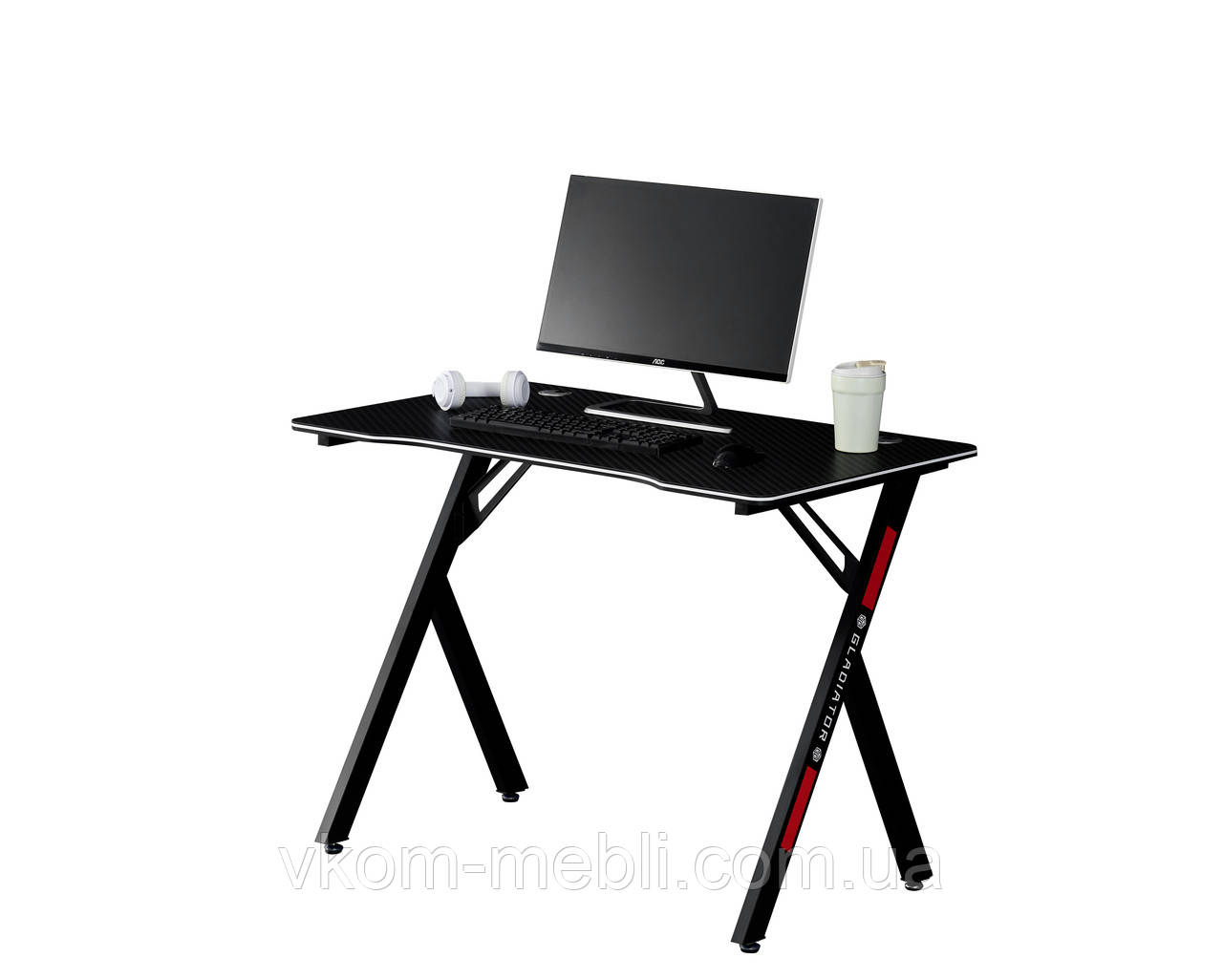 Стіл геймерський Сталкер, чорний/карбон 1000х600, фото 1