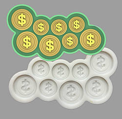 Силіконовий Молд для шоколаду, карамелі, та ін. "Монети $$$"