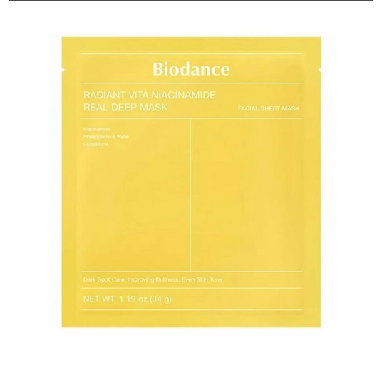 Освітлювальна гідрогелева маска для обличчя BIODANCE Radiant Vita Niacinamide Real Deep Mask 34g, фото 1