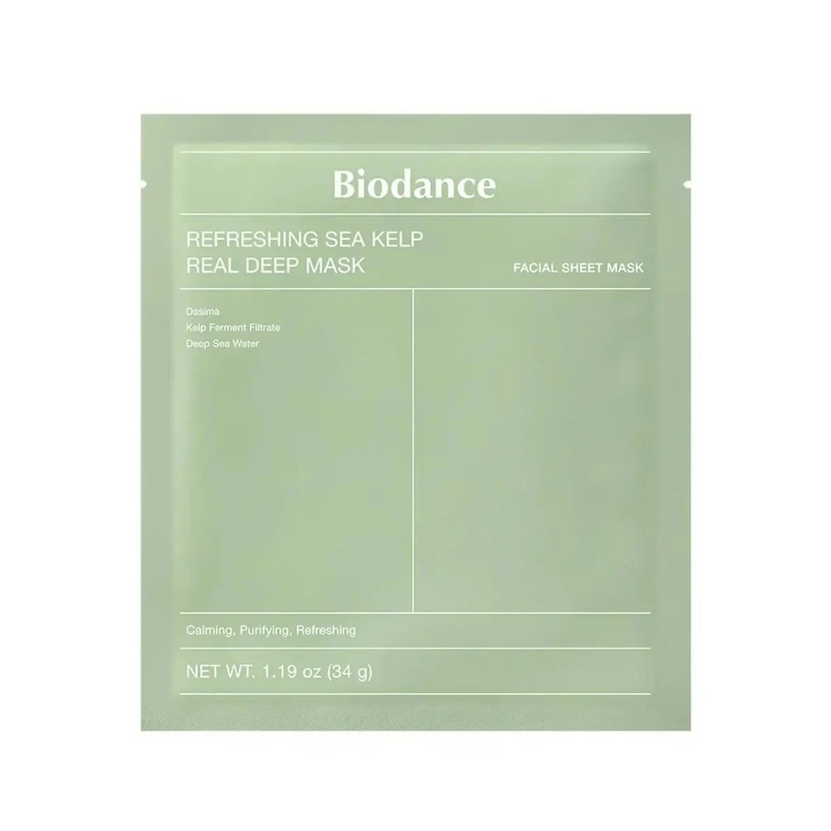 Гідрогелева маска для обличчя з морськими водоростями BIODANCE Refreshing Sea Kelp Real Deep Mask 34g, фото 1