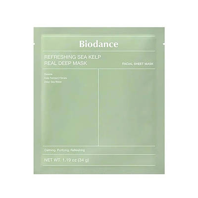 Гідрогелева маска для обличчя з морськими водоростями BIODANCE Refreshing Sea Kelp Real Deep Mask 34g